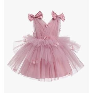 Girls Butterfly Birthday Dress Rainbow Tulle Formal Tutu. Size 80